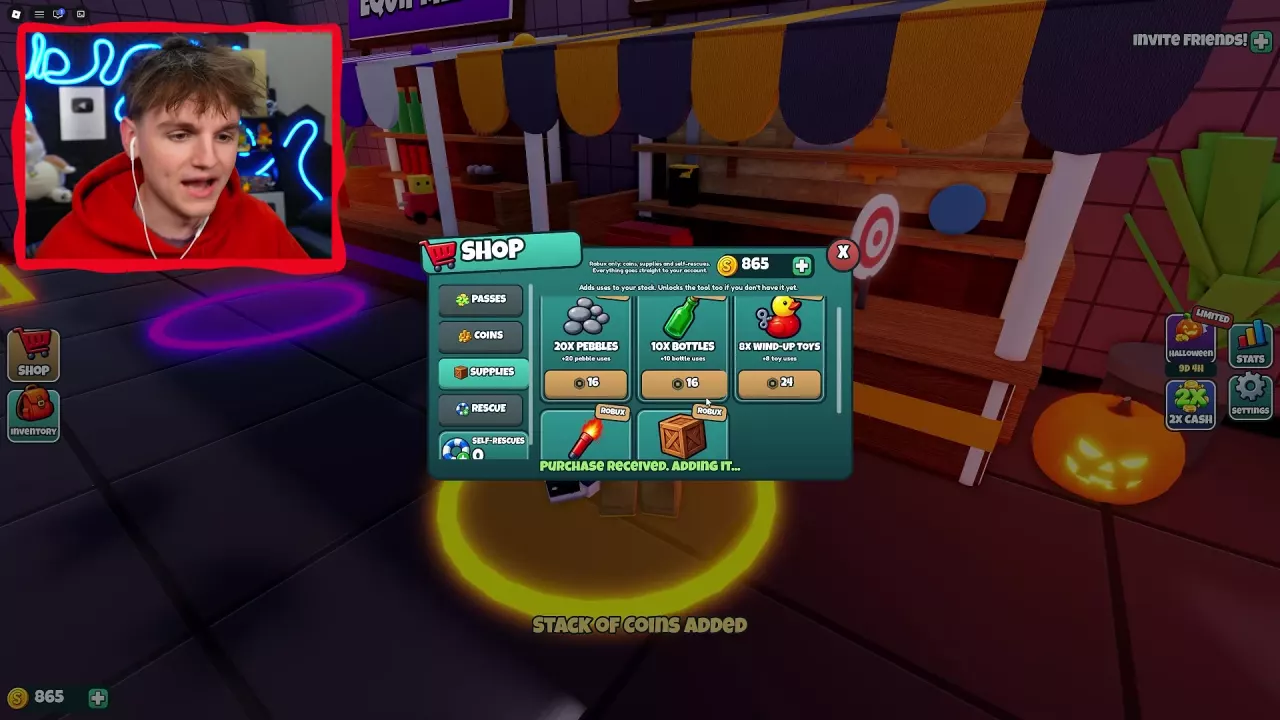 SHOP SUPPLIES menu with the 8x Wind-up Toys pack priced at 24 Robux.