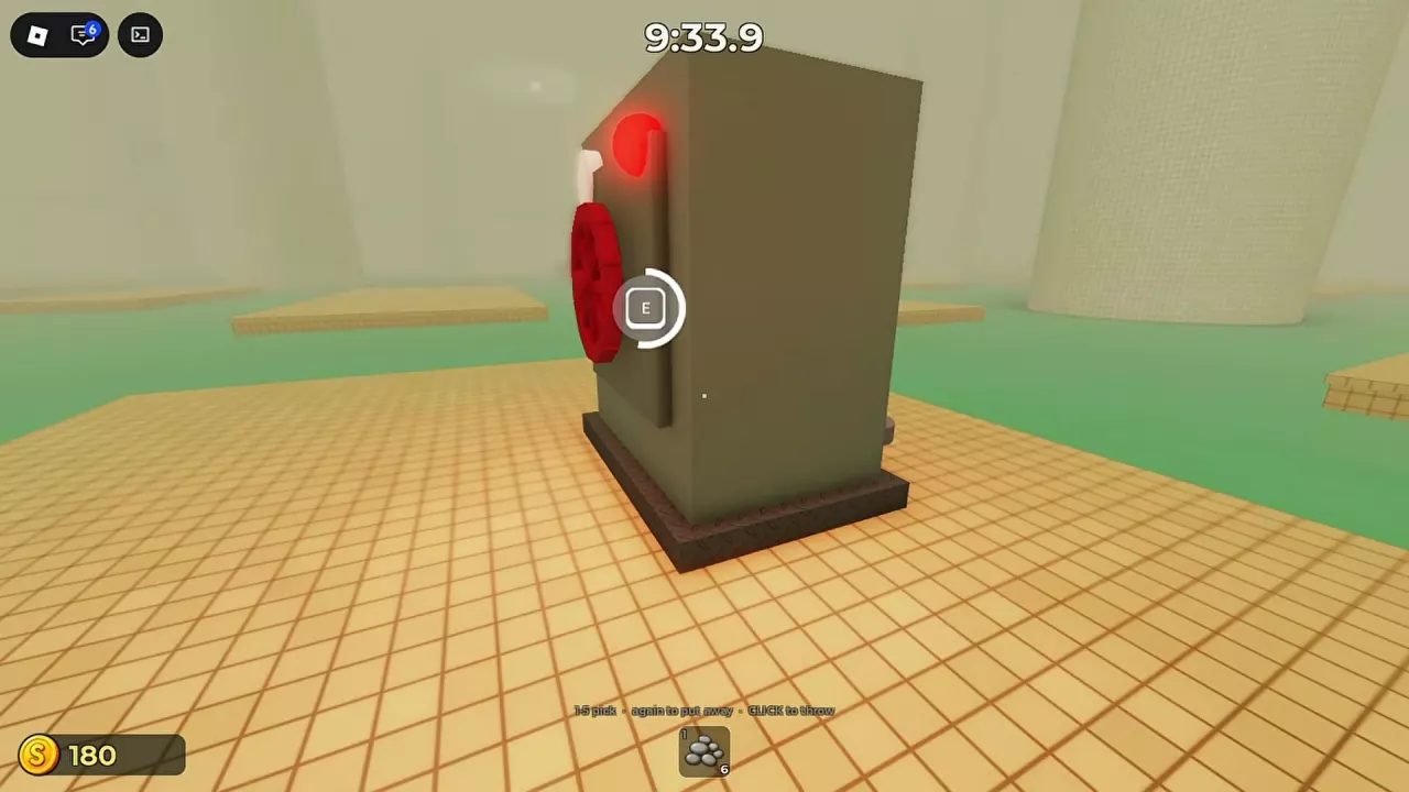 White circular hold-progress indicator around the E key beside the valve.